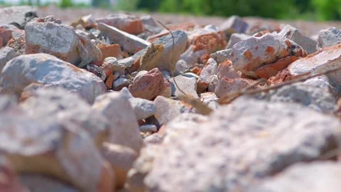 View of rubble and ruins on the ground in 4K slow motion 60fps Stock Footage 280263837