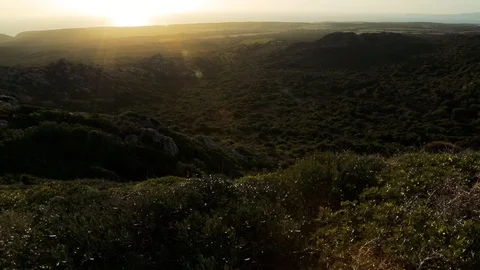 View from Rugged Hilltop in Nature Stock Footage 90230677