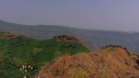 View of the rugged hilly landscape of the Western ghats Video stock 96598677