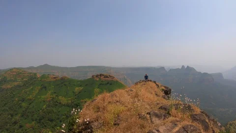 View of the rugged hilly landscape of the Western ghats of Maharashtra Stock Footage 96598963