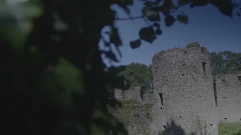 View of a ruined castle at nightfall. Stock Footage 146829874