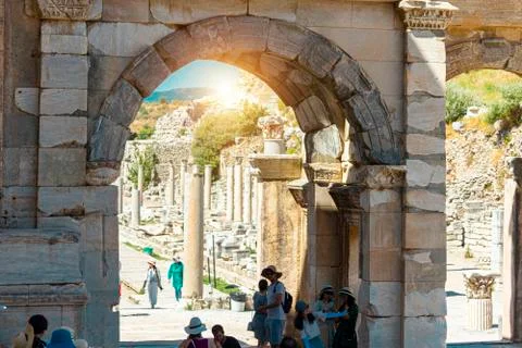 View of ruins of the Agora Stock Photos