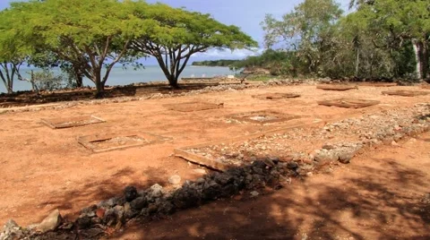 View to the ruins of La Isabela settlement in Puerto Plata, Dominican Republic. Stock Footage 58352218