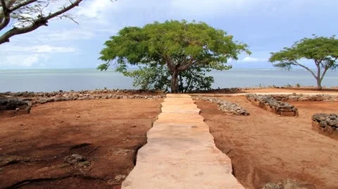 View to the ruins of La Isabela settlement in Puerto Plata, Dominican Republic. Stock Footage 58352228