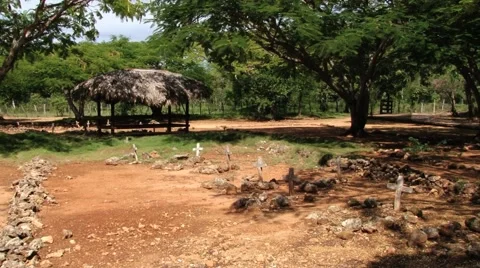 View to the ruins of La Isabela settlement in Puerto Plata, Dominican Republic. Stock Footage 58352393