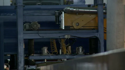 View of running machine to move sandwich panels Stock Footage 58345652