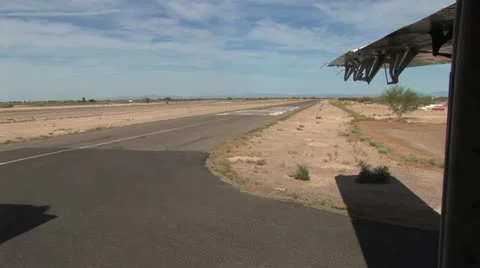 View of Runway From A Prop Plane Moving Down The Runway Stock-Footage 18989117