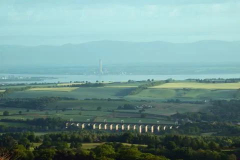 View of a rural Scottish landscape with a stone bridge Stock Photos