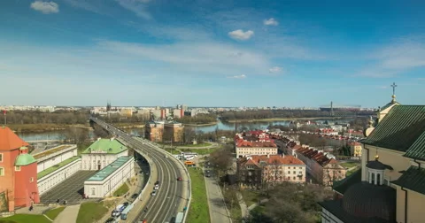View of rush hour traffic in Warsaw Stock Footage 65873575