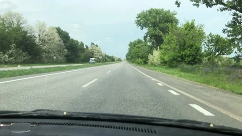 View from rushing car to high-way in Ukraine 스톡 동영상 156572900