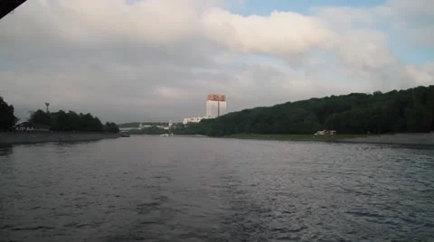 The view of  the Russian Academy of Sciences from under the bridge Stock Footage 52827483