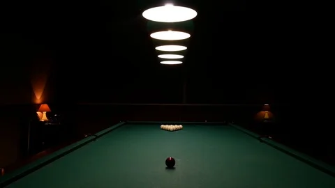 View of Russian billiards table prepared to start a new game Stock Footage 114288990