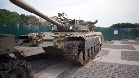 View of Russian T72 tank in WW2 museum i... | Stock Video | Pond5