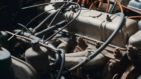 View of rusty machine hood Video stock 113922977