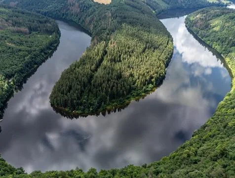 View of the Saale loop in Thuringia 库存照片