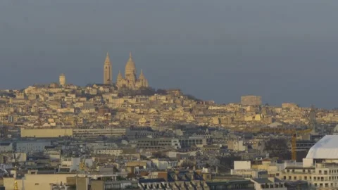 View Of Sacre Cour From The Eiffel Tower In Paris, France Stock Footage 158608973