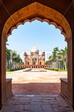 View of Safdarjung Tomb from its entrance door, New Delhi, India Stock Photos
