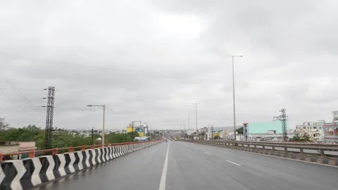 View of safety barriers on both sides of bridge Video stock 156972047