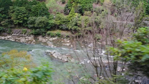 View from Sagano Sight-Seeing Tramトロッコ嵯峨駅, Kyoto, Japan Stock Footage 291759301
