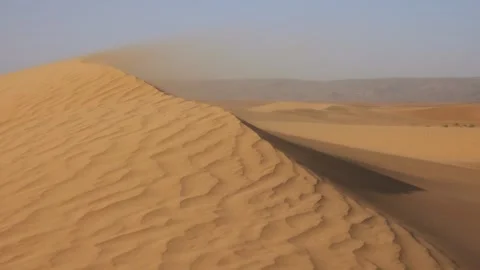 View of Sahara Desert sand dunes in Morocco. Video stock 343681994