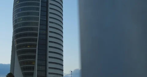 View of Sail Tower building in downtown Haifa, District Government Center Stock Footage 123602755