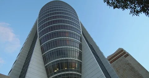 View of Sail Tower building in downtown Haifa, District Government Center Stock Footage 123607201