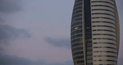View of Sail Tower building in downtown Haifa, District Government Center Stock Footage 123616306