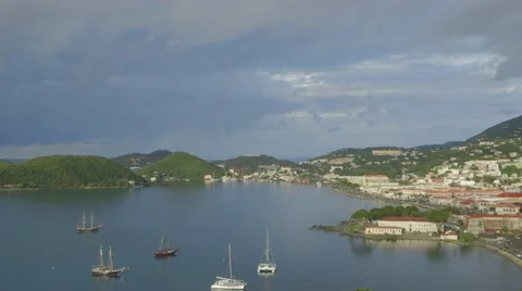View of sailboat moored in lake Stock Footage 60690909