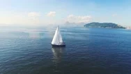 View Of Sailboat Sailing In Sea Stock Footage