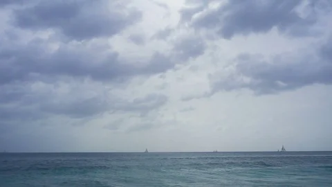 A view of the sailboats floating in the ocean Stock Footage 73108071