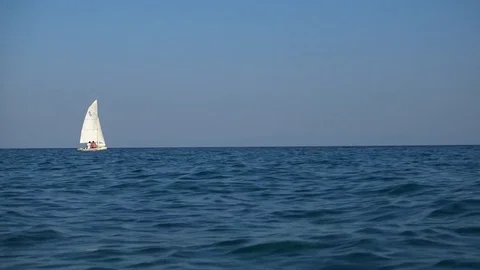 View of a sailing boat navigation in Aegean sea Stock Footage 81282538