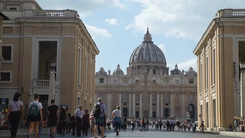 View of Saint Peter Basilica in Vatican City Stock Footage 121248041