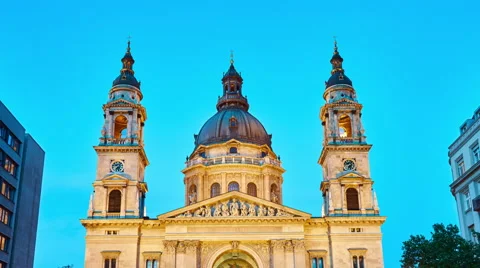 View of the Saint Stephens Basilica in the sunset Stock Footage 65204985