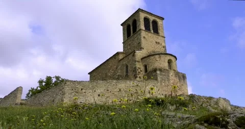 View of Saint Vincent chapel in Saint-Laurent-d'Agny Video stock 244628897