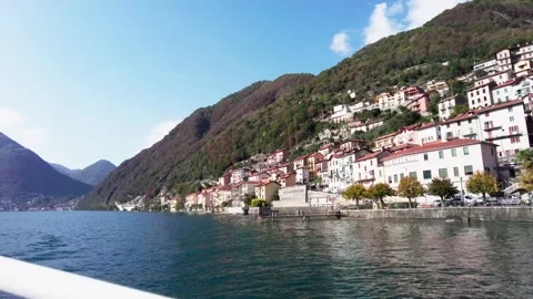 View of Sala Comacina town from ferry boat. Stock Footage 255885767