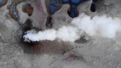 View of Salar de Uyuni with several pools of brine and air bubbles rising throug Stock Footage 125484777
