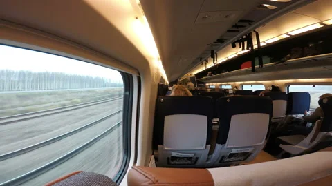 The view of the saloon of the moving train Stock Footage 106480311