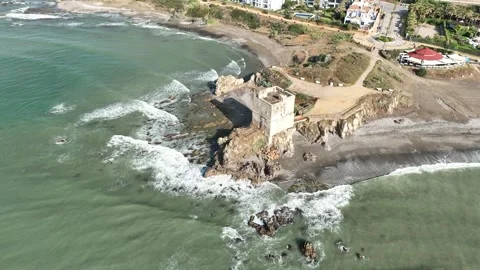 View of the salt tower on the beach in the municipality of Casares, Andalusia Stock Footage 294682232
