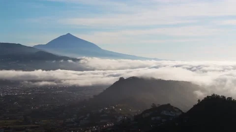 View of San Cristobal de La Laguna and Las Mercedes with Teide. Tenerife, Spain. Stock Footage 52099231