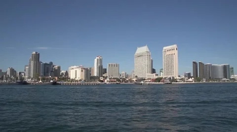 View of San Diego from the harbor Stock Footage 49760926