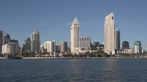 View of San Diego from the harbor Stock Footage 49761310