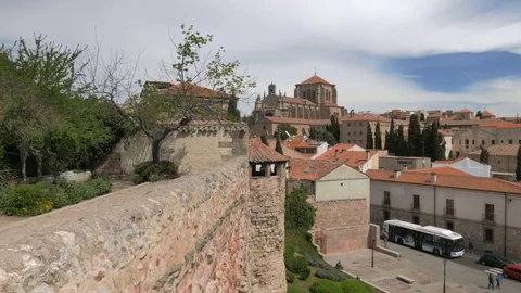 View of the San Esteban convent from the garden of Calisto and Melibea Stock Footage 105895095