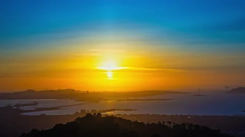 View of San Francisco Bay at sunset, United States. Video stock 341454662