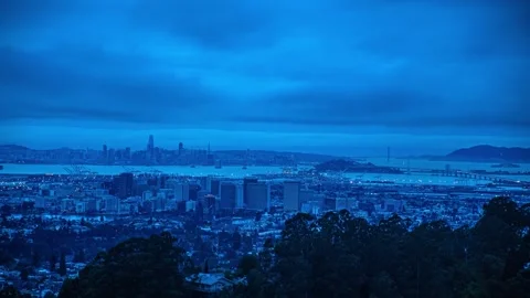View of San Francisco skyline at dusk, United States. Stock-Footage 341454680