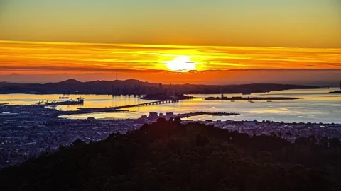 View of San Francisco skyline at sunset, United States. Stock-Footage 341454686