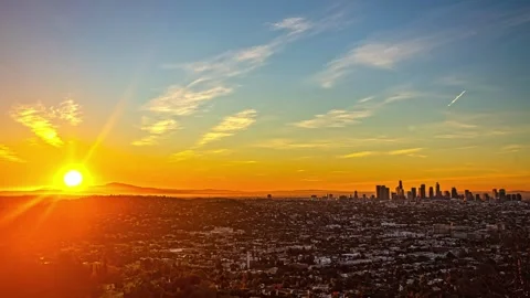 View of San Francisco skyline at sunset, United States. Video stock 341454696