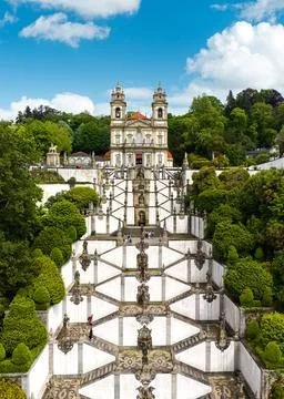 View of the Sanctuary of Bom Jesus do Monte in Braga, Portugal Stock Photos
