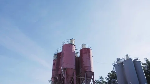 View of sand barrels, crushed stone production Video stock 127340868