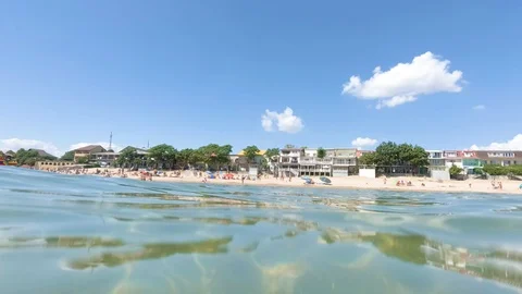 View on Sand Beach From Under Water. Summer Sea Vacation Stock-Footage 115240802