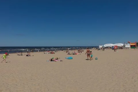 View at sandy beach. Stock-Fotos